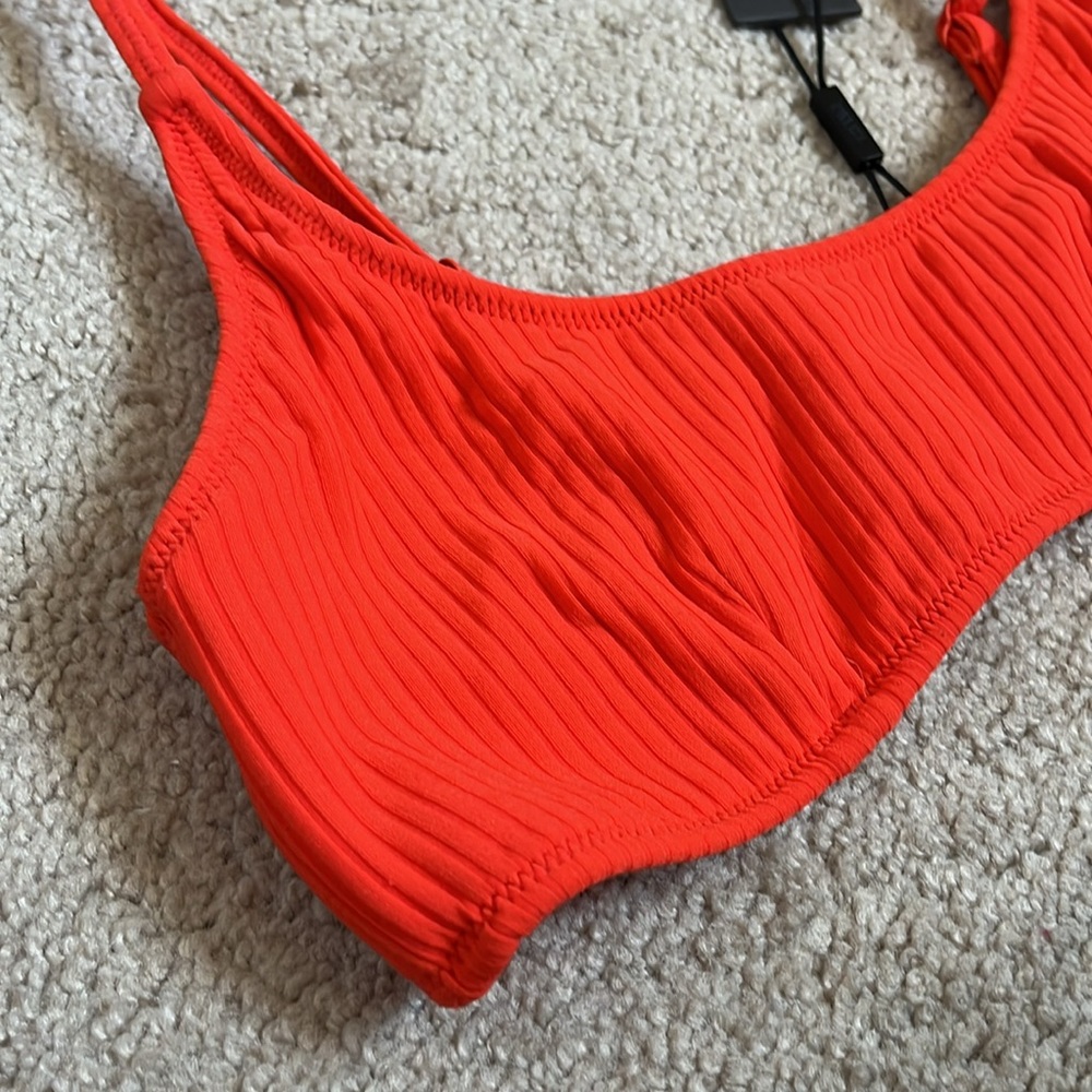 NWT TRIANGL Maci Bright Orange Candy Ribbed Sporty Bikini Top Only size Medium - Picture 4 of 8